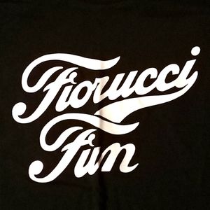 Women's /men's T-shirt Black Large Fiorucci white imprint lettering & tag NWOT